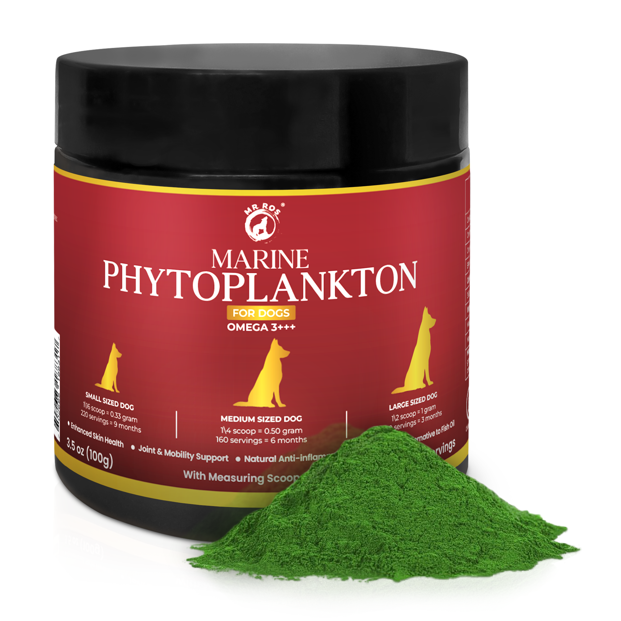 Marine Phytoplankton 3.5 Oz (was 2.1 Oz)with Omega 3, Vegetarian Powder for Dogs & Cats