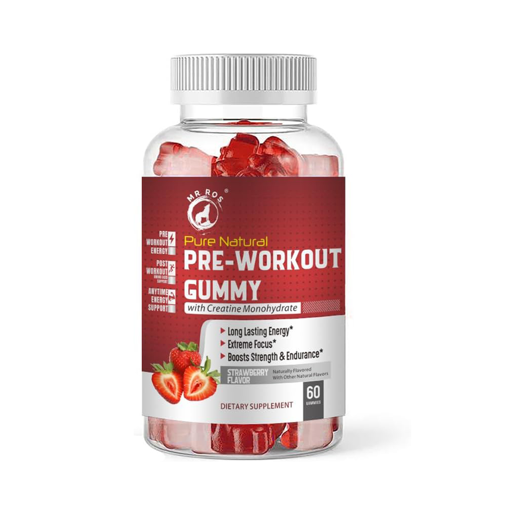 MR ROS Pre-Workout Gummies with Creatine Monohydrate & Green Coffee Bean Extract - 60 Gummies