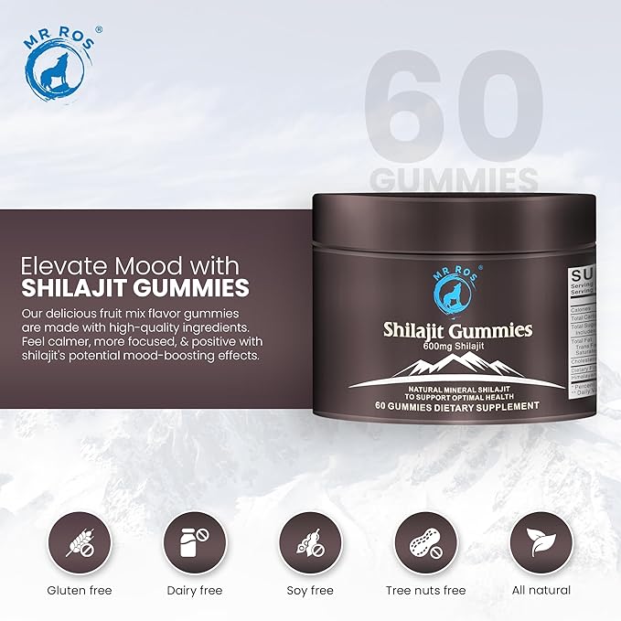 MR ROS 600mg Himalayan Shilajit Gummies for Men and Women - 60 Gummies