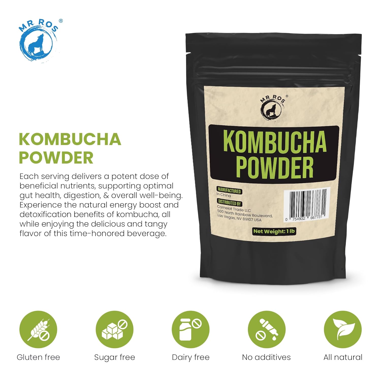 MR ROS Kombucha Powder for Men and Women - 1lb