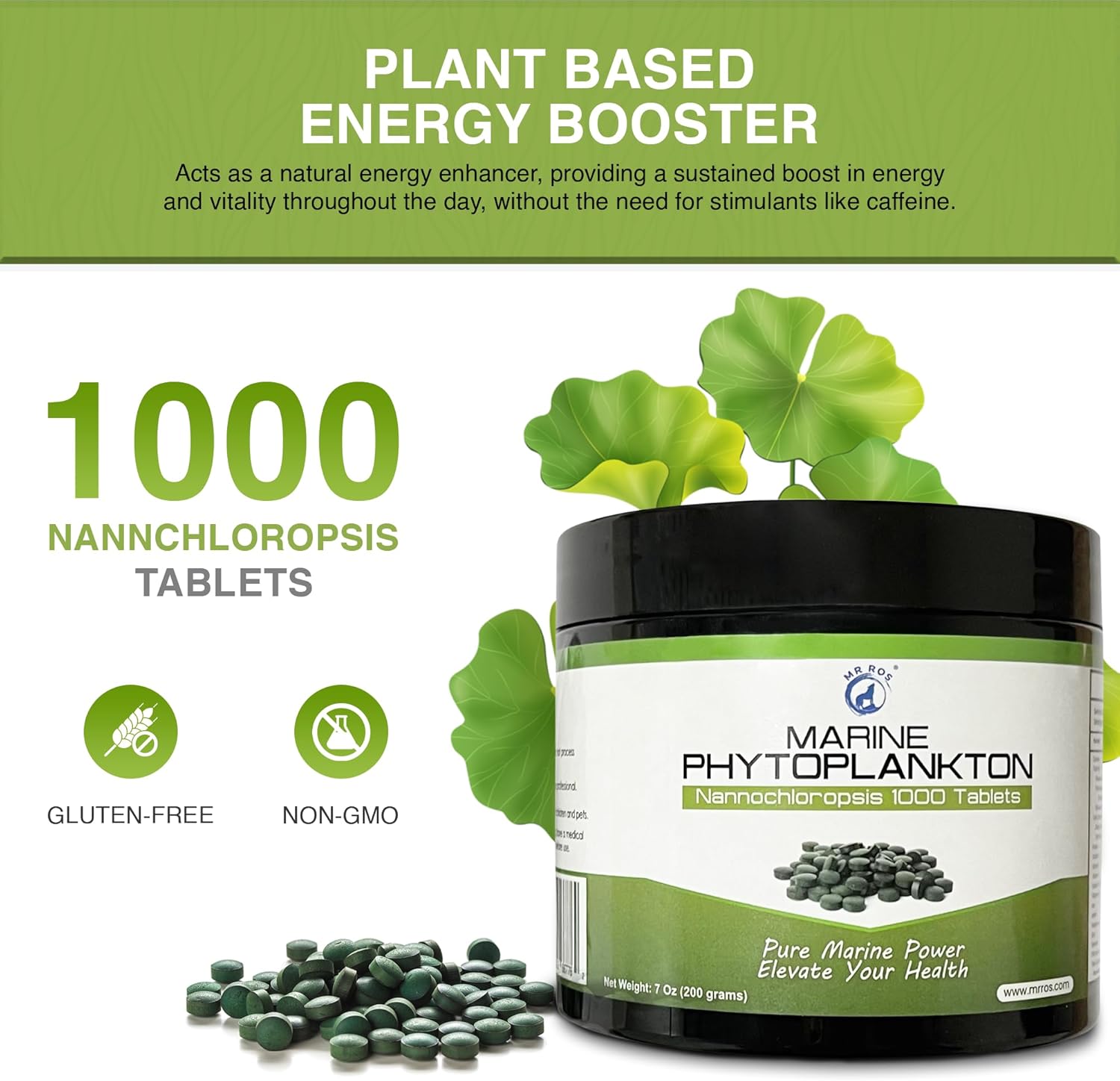 Mr Ros Marine Phytoplankton Nannochloropsis Superfood Supplement – 1000 Tablets-Supergreens